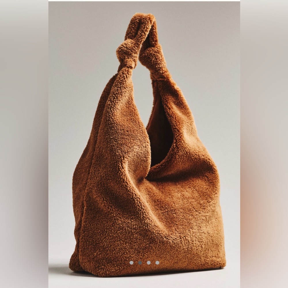 NWT Anthropologie The Love Knot Slouchy Bag: Sherpa Edition - Picture 2 of 5